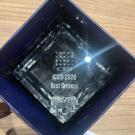 Crystal award engraved "ICSSI 2026 Best Speaker" inside blue gift box